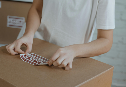 Label Applied to a Box